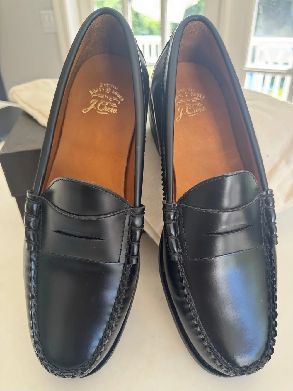 J. Crew Black Leather Penny Loafers